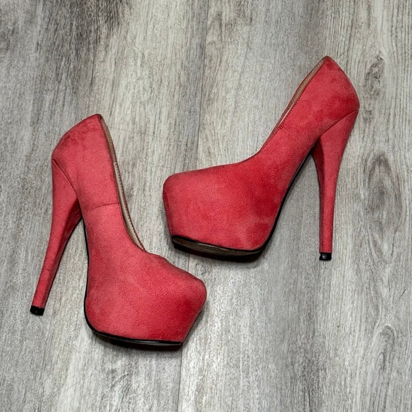 THBOXES Pink suede Heels 6‎ inches size 36= 5.5 - Picture 1 of 8